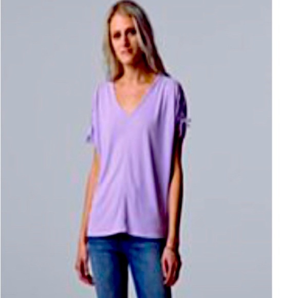 Women’s Simply Vera Wang Ruched-Shoulder Dolman Tee - Picture 1 of 7